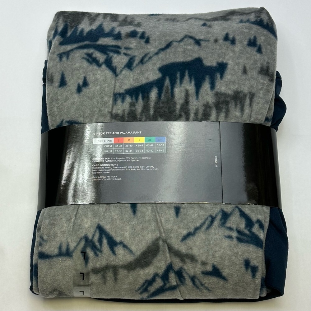 Cuddl Duds CABIN FLEECE SLEEP SET V-NECK TEE AND PAJAMA PANT Large - Picture 2 of 4